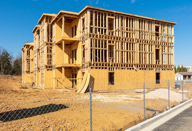 a snapshot of temporary chain link fences protecting a large construction project from unauthorized access in Broadview Heights OH